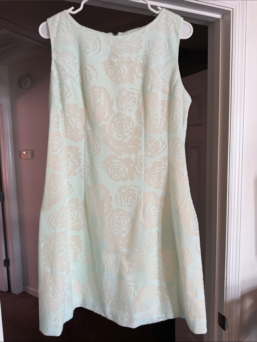 Esley Mint & Cream Floral Jacquard Mini Dress